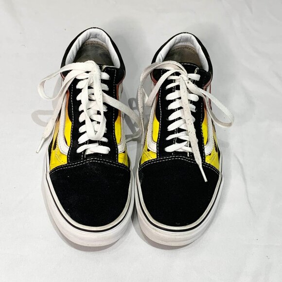 Vans Off The Wall Old School Flame Black Yellow Red US 8 Skateboard Shoes - Picture 3 of 11